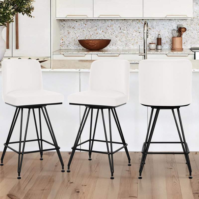 Tabouret de comptoir pivotant 26 po Julie, Blanc, 2