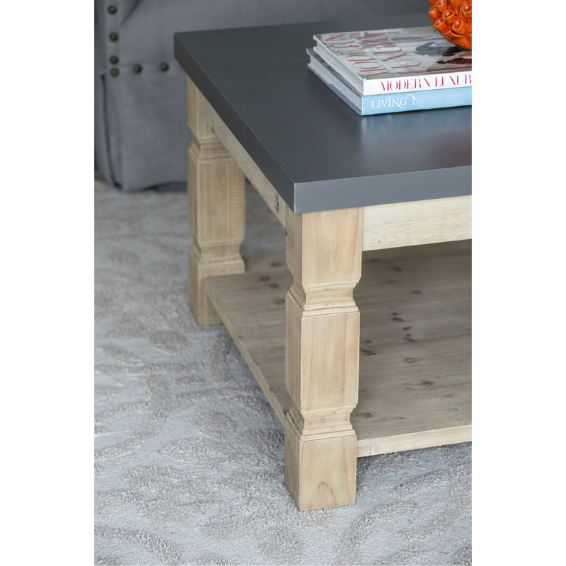 Table d'appoint en béton et en bois, 23,8 x 23,8 x 24 po, attrait contemporain rustique, choix de décoration intérieure