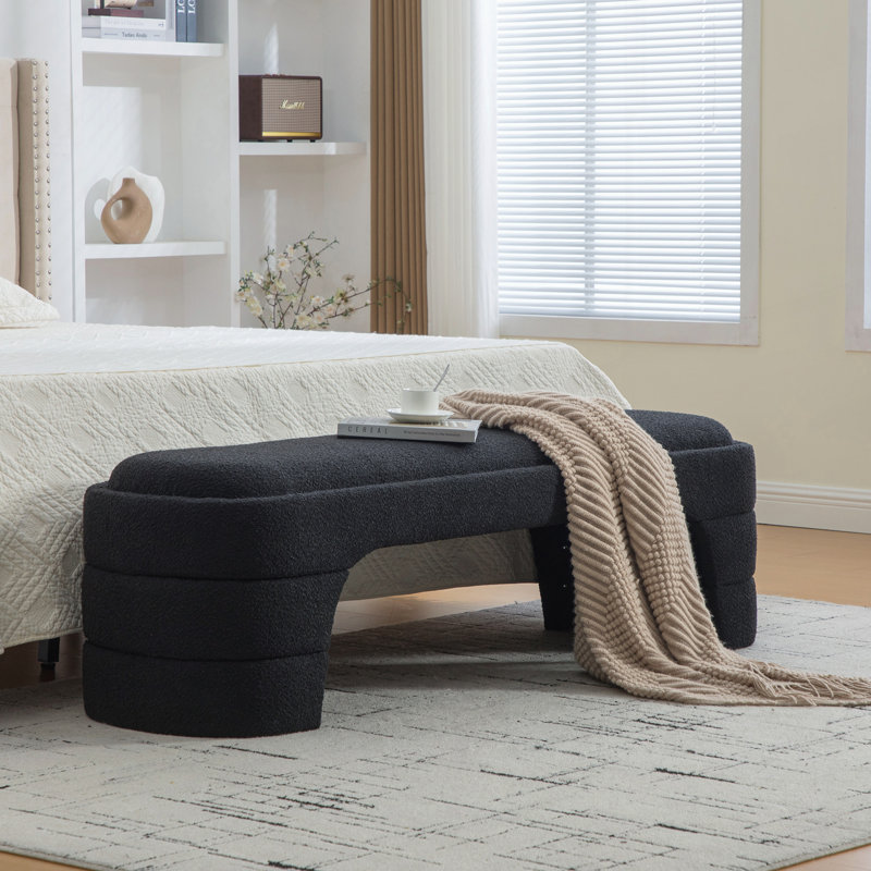 Upholstered Bedroom Benches, Black, Black