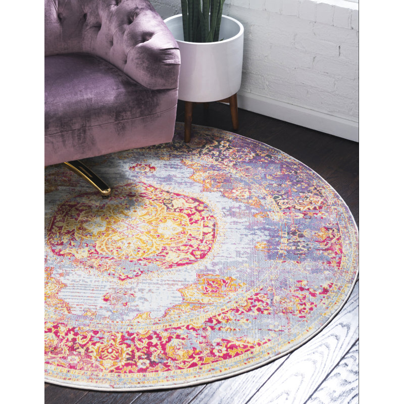 Tapis oriental mauve / rose Folmar, Rond 5 pi 5 po