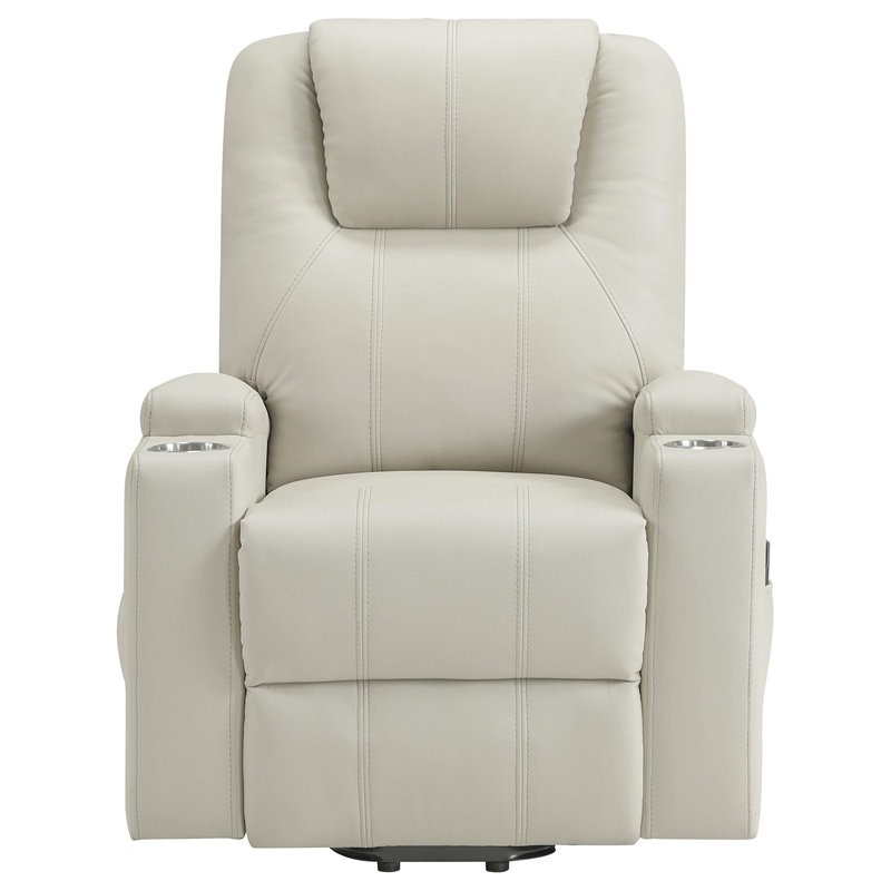 Fauteuil inclinable de massage transitionnel en similicuir ivoire