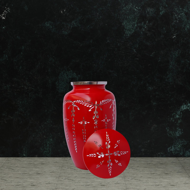 Roumpini Handmade Diamond Cut Large Cremation Urn, Red