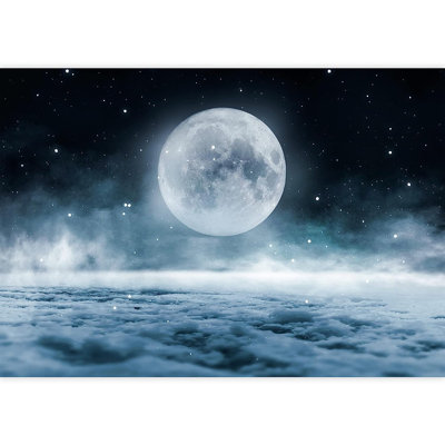 Murale à peindre Mystic Full Moon and Blue Ocean Waves