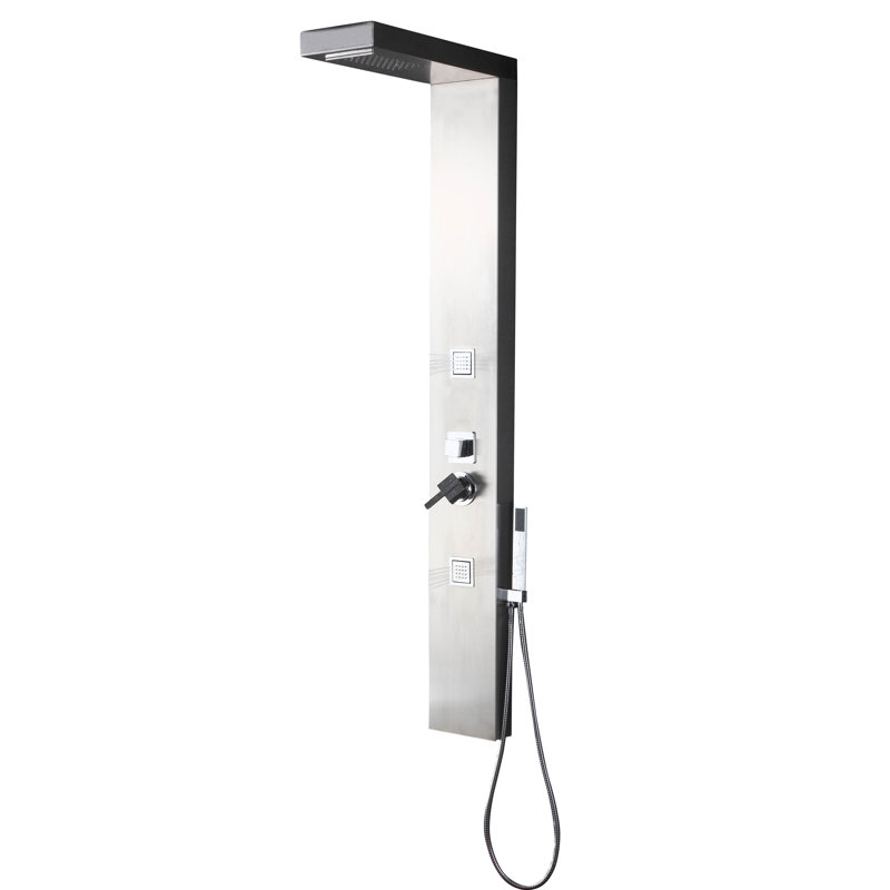 Panneau de douche en acier inoxydable 59 po avec pomme de douche à pluie
