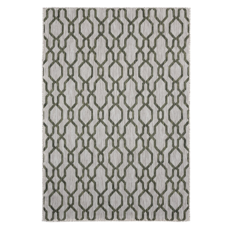Tapis vert à motif géométrique Haizel, Rectangle 7 pi 10 po x 10 pi 6 po
