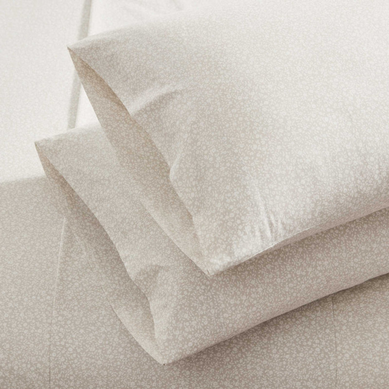 Ensemble de draps en coton percale beige Laura Ashley Chelsie Vine, Grand lit