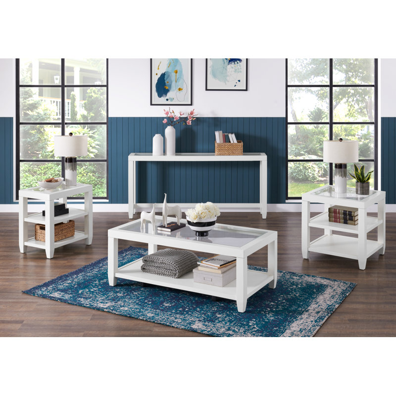 Arystan 4 Legs Coffee Table with Storage, White