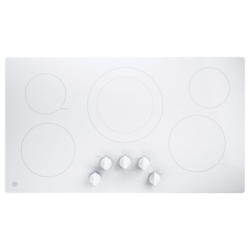 Built-in 36" Electric Cooktop with 5 Burners, White