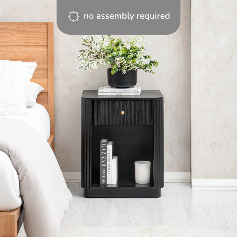 Stiles Solid Wood 20" Nightstand, Black