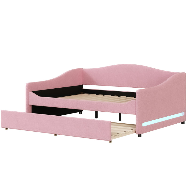 Pink Daybed With And Trundle For A Stylish Bedroom - Fashionable Choice Full Size Upholstered In Sliding Space Efficient Bed Design
