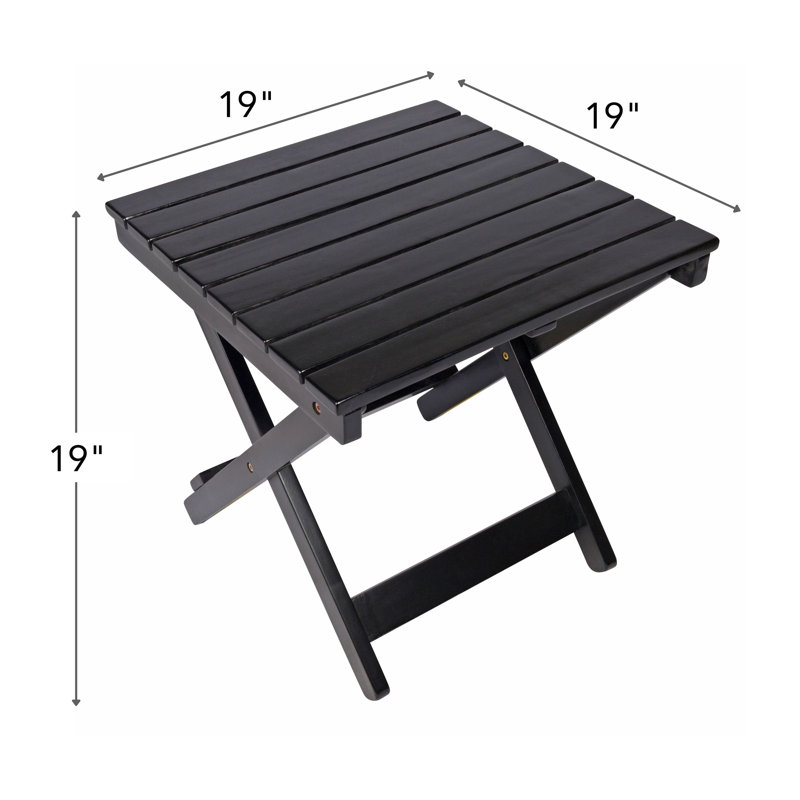 Emjay 3-Piece Outdoor Wood Rocking Chair And Square Folding Table Set, Black