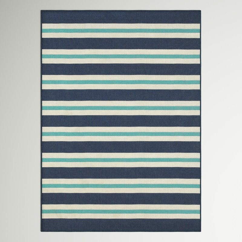 Triplehorn Machine Woven Striped Indoor Outdoor Area Rug, Rectangle 7'10" x 10'10"