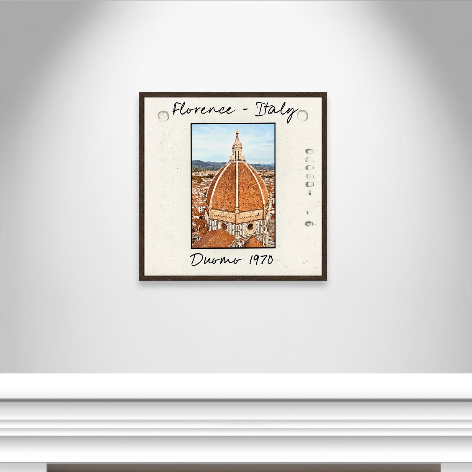 Florence Italy - Duomo Print by Susan Jill, 27.5" H x 27.5" W x 0.75" D, Walnut Single Picture Framed Paper