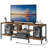 TV Stand With Power Outlets To 55 Inches, TV Console Table With Open Storage Shelves,Rustic Brown + Black