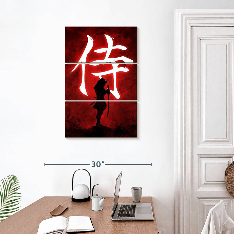 Leisha Samurai On Red, 32" H x 20" W