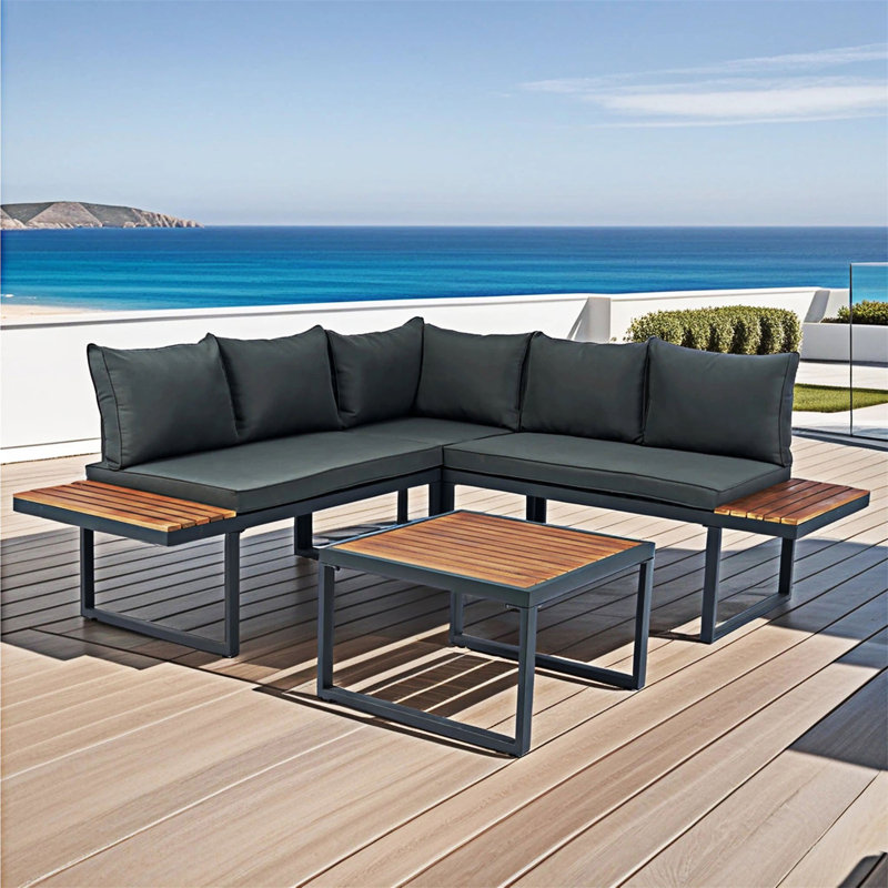 Ensemble de 4 canapés modulaires d'extérieur en osier de patio en L 4 pièces