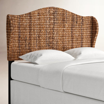 Tifa Mahogany Pine Wicker Solid Wood Wingback Headboard