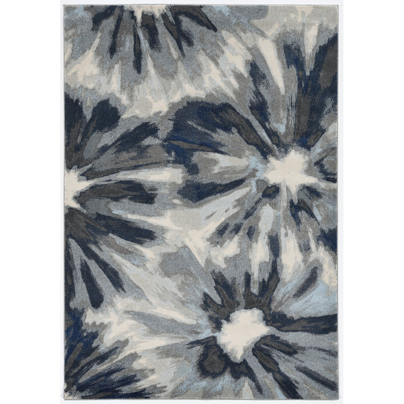 Carrole Abstract Indoor Rug, Rectangle 3'3" x 4'11", Ivory/Blue