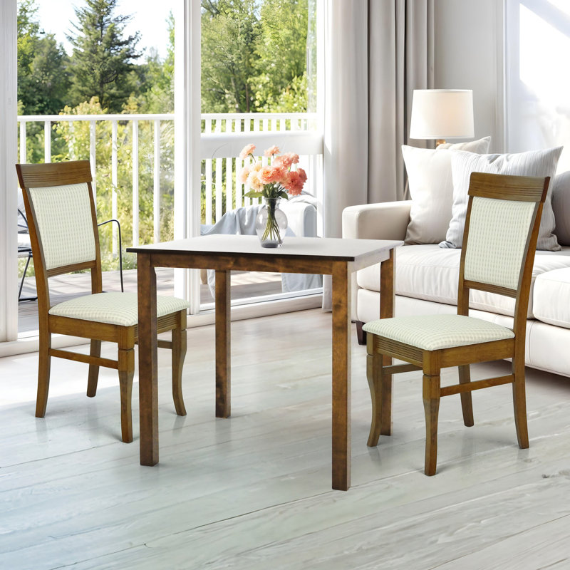 2 - Person Four Leg Dining Set, Brown/White
