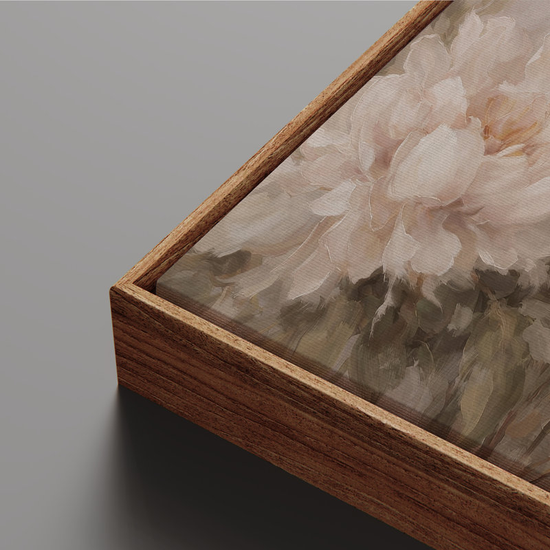 Art mural encadré sur toile - Bouquet de pivoines romantiques dans une palette neutre rétro - 16 po x 24 po, 24 po x 36 po