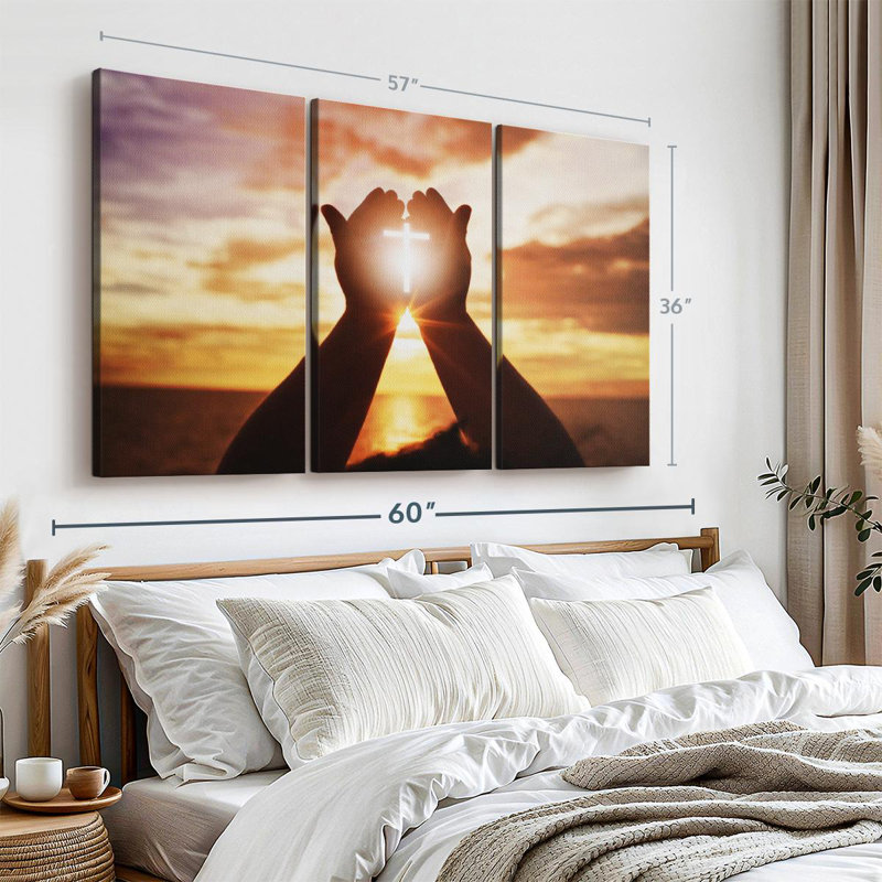 «Shining Sunlight Cross» sur toile, H 36 po x l 57 po x P 1,25 po