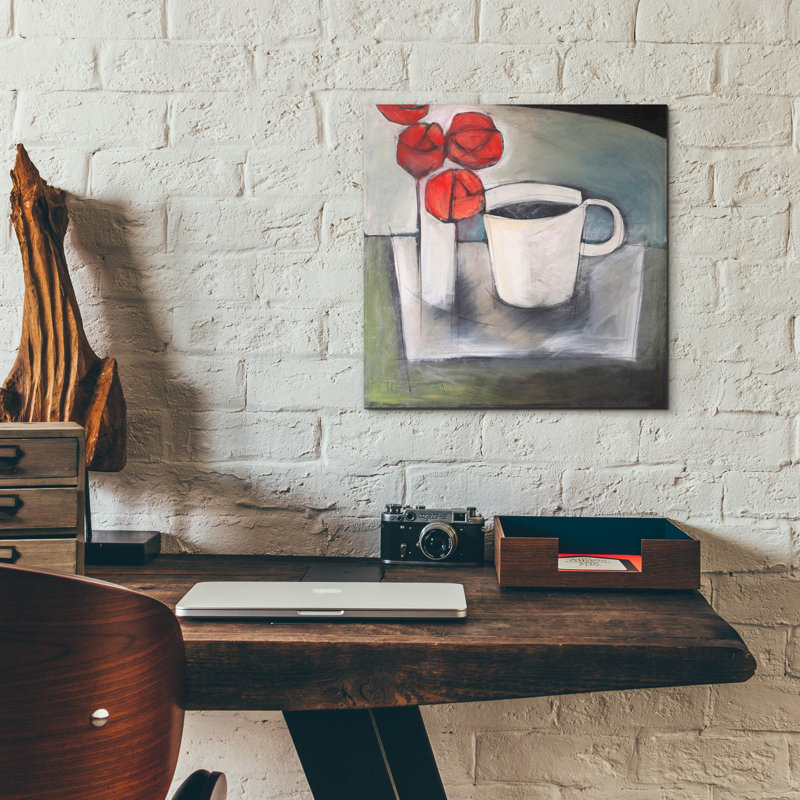 «Coffee And Roses» par Tim Nyberg, art mural en verre acrylique, H 12 po x l 12 po