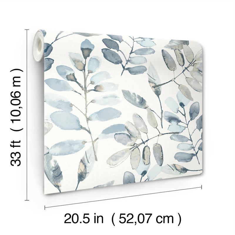 Papier peint feuilles bleues Pinnate, Bleu