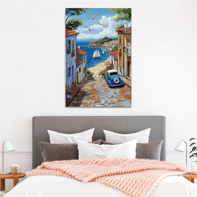  Art mural côtier, plage, paysage océanique, art mural sur toile de bord de mer pour le salon, décor mural de plage, prêt à accrocher 18 po x 24 po