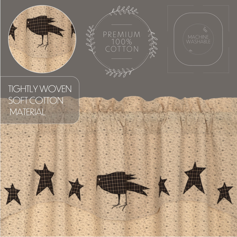 Kettle Grove 84" Black and Creme Cotton Sheer Rod Pocket Curtain Panels
