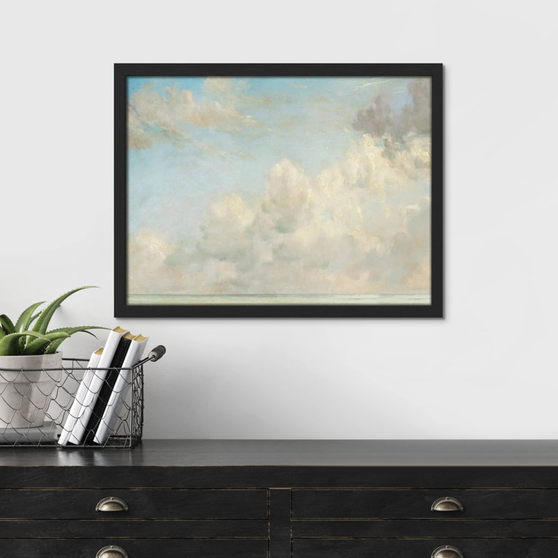 «Blue and White Cloud Sky Landscape» sur papier, Noir, H 11 po x l 14 po