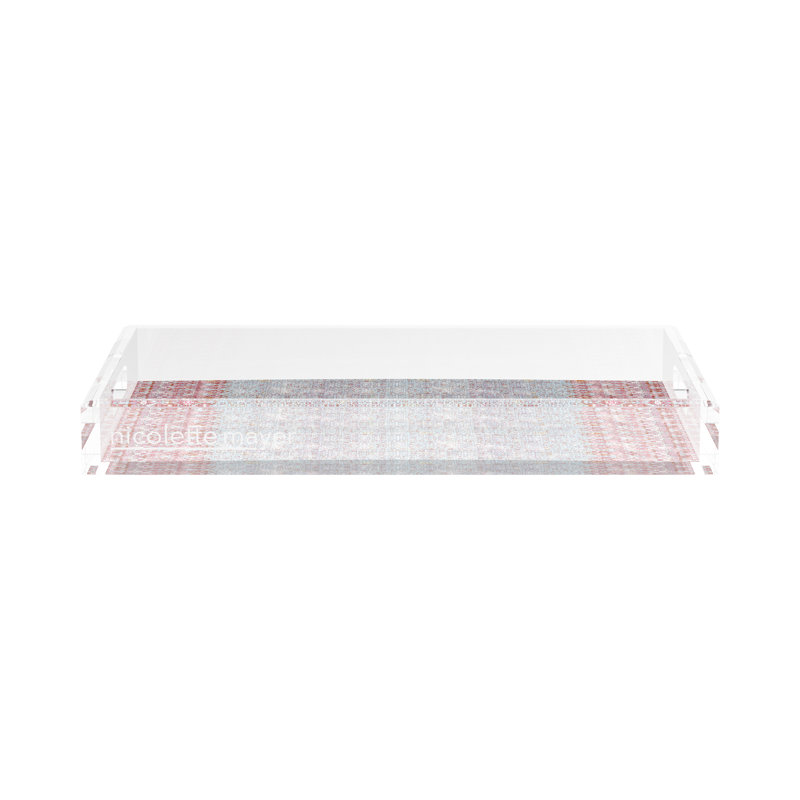 Iznik Acrylic Rectangle Decorative Tray, 17"W x 10.5"D x 2"H, Red/Turquoise