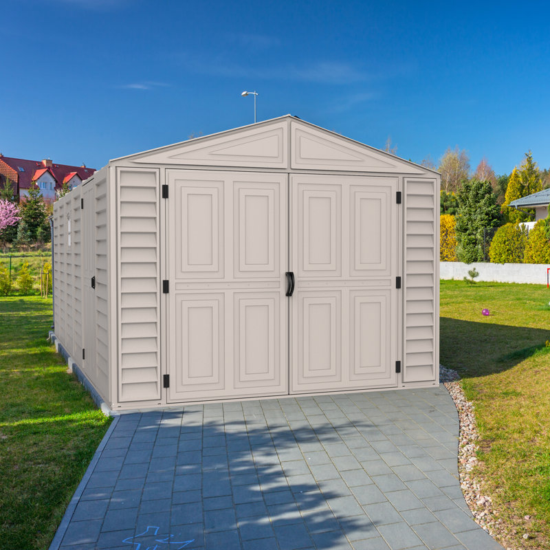 Duramax Vinyl Garage 10.5x18 with Foundation 2 Windows, 85.43" H x 125.47" W x 187.68" D