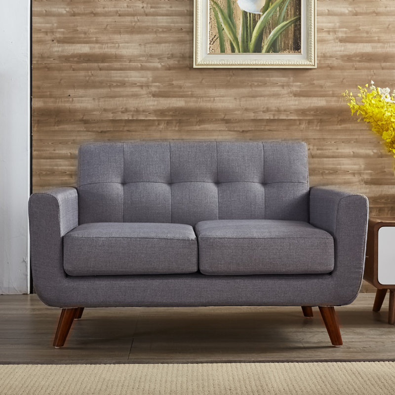 Esmai Upholstered 51'' Loveseat, Gray Linen