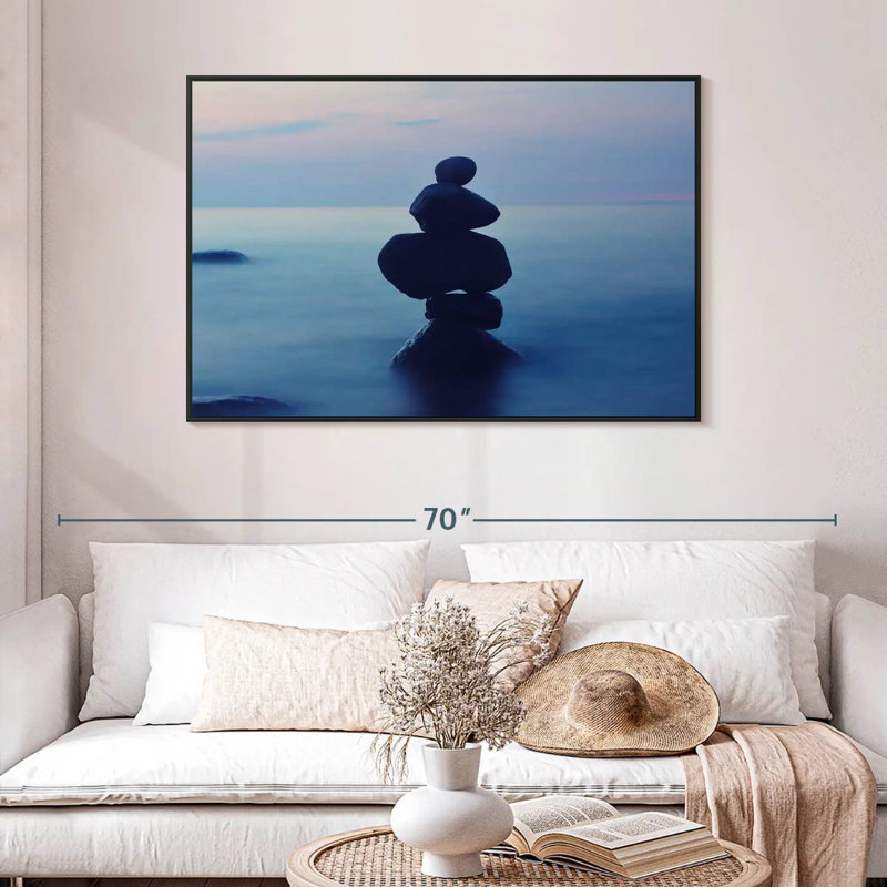 Harmonie zen, 46 po x 31 po, Cadre flottant noir