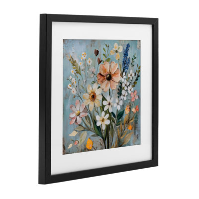 Wildflower Mix Spring Bouquet Framed Print Under Glass, design by Creative Studio