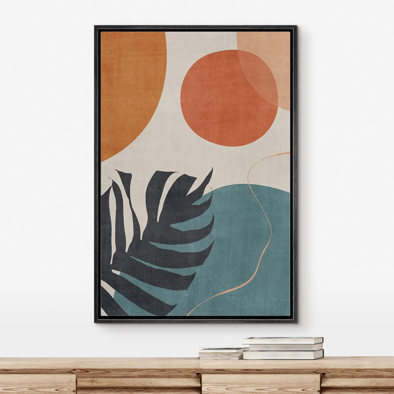 Illustration de formes abstraites de style Mid-Century à motif tropical Mid-Century, H 36 po x l 24 po, Noir