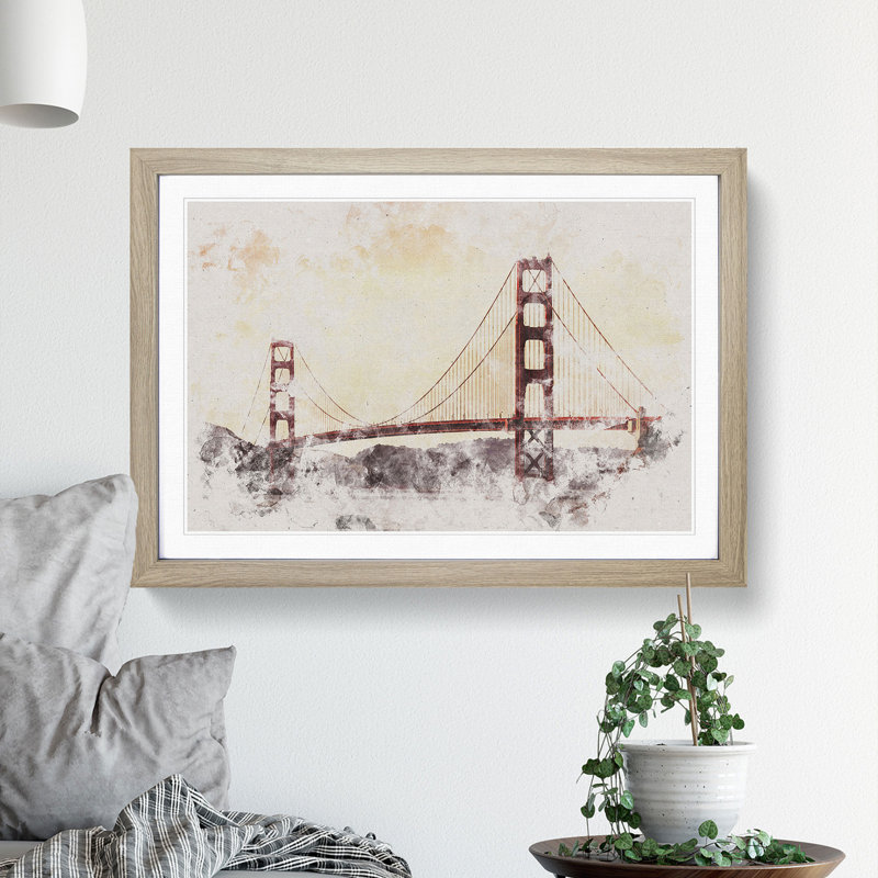 Golden Gate Bridge Vol.3 - Picture Frame Painting, 36cm H x 48cm W x 2cm D, Oak Framed