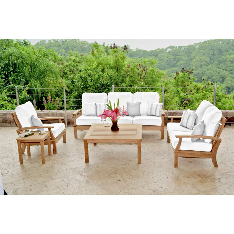 Monterey Outdoor Teak Sofa 3 - Seater with Sunbrella Cushions, Canvas Natural