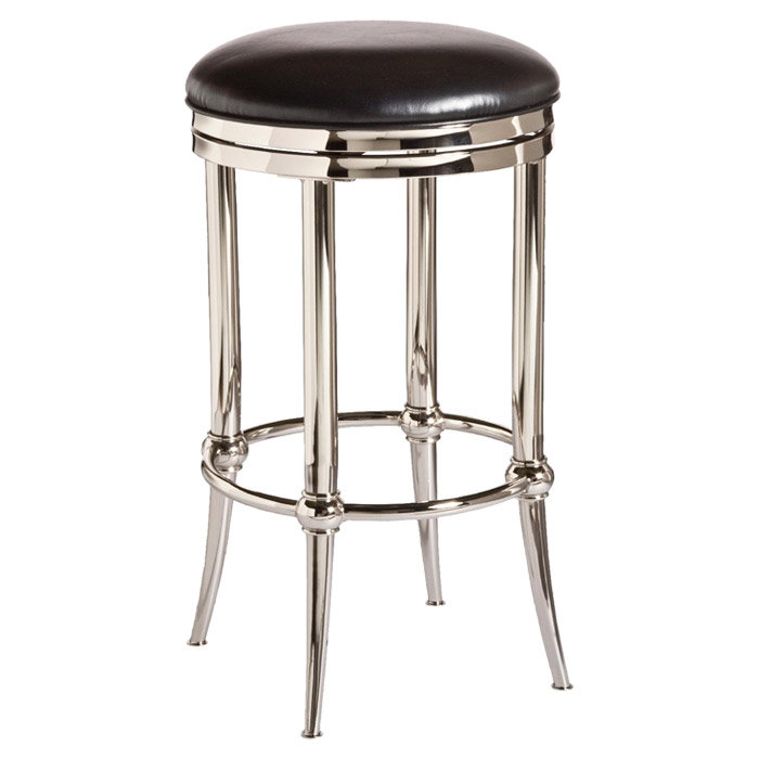 Tabouret de bar rotatif 26 po Arpan, Noir, Nickel mat, Tabouret de comptoir (siège d'une hauteur de 26 p