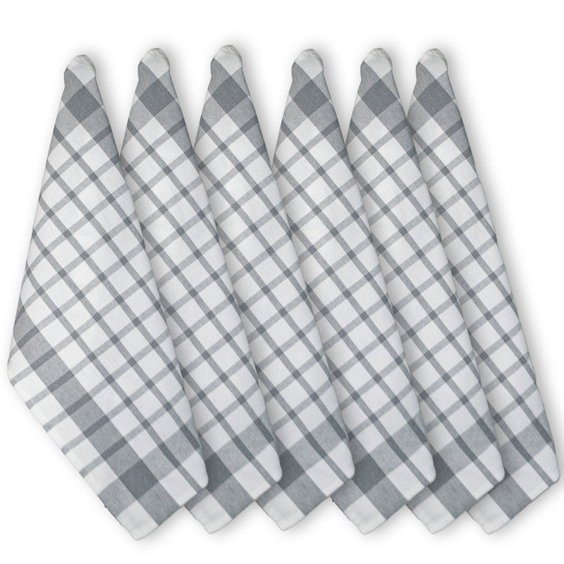 Cotton Plaid Jacquard Dish Cloth Kitchen Towel, Gray/White