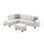 Canapé modulaire beige en L de 3 pièces avec rangement et coussins décoratifs, idéal pour se détendre à la maison, accoudoirs arrondis, touffetage subtil, garniture cloutée, structure en bois massif, ressorts attachés à la main en mousse à huit voies