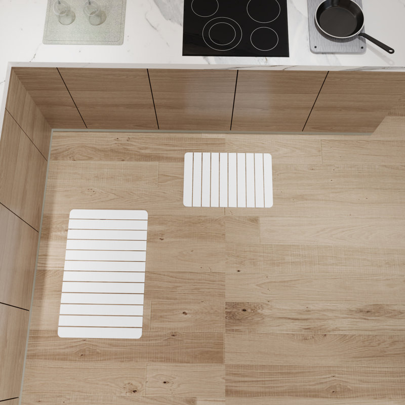 Ensemble de tapis de cuisine à séchage rapide Diatomite, Blanc / Blanc