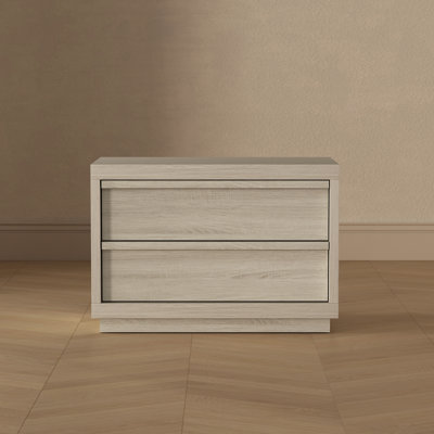 Table de chevet contemporaine à 2 tiroirs Navis en chêne blanchi 32 po Navis