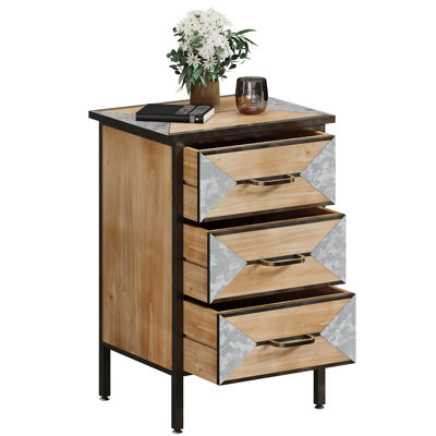 Storage Cabinet with 3 Drawers, Accent Living Room Storage Organizer with Metal Legs, Handcrafted, Heavy-Duty Construction, Sideboard for Living Room, Bedroom, Hallway, Office