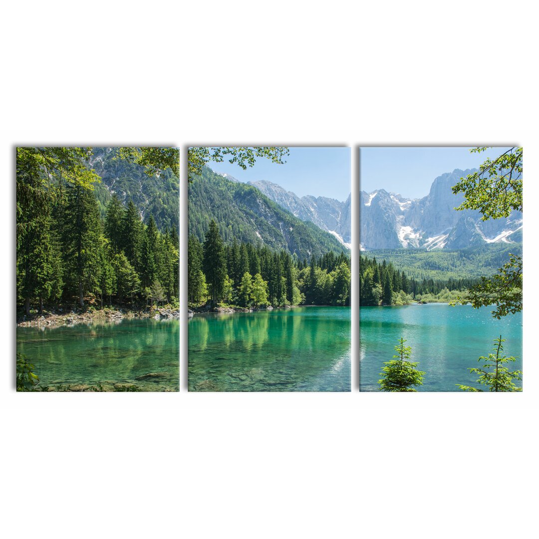 3-tlg. Leinwandbilder-Set Wunderschöner See im Wald