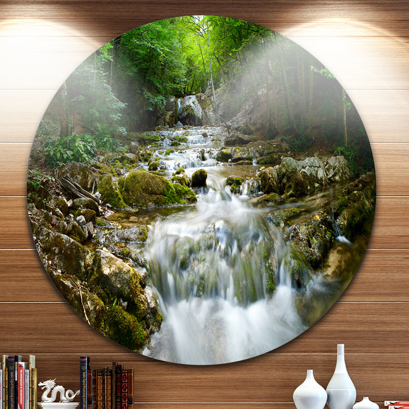 «Natural Spring Waterfall», photographie, H 30 po x l 40 po x 1,5 po, Bois naturel
