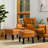 Set Of 2 Mid-Century Modern Cognac Leatherette Button-Tufted Accent Stool-122529024