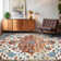 Machine Washable Rug with Rubber Backing for Living Room Vintage Non-Slip Dining Room Rug Easy-Cleaning Floor Carpet for Bedroom Playroom