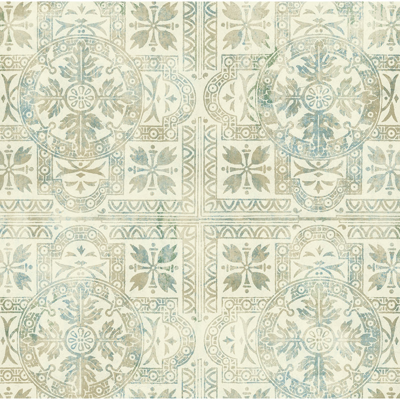 Rouleau de papier peint L 33 po x L 20,5 po Canora Grey, Ivoire/vert