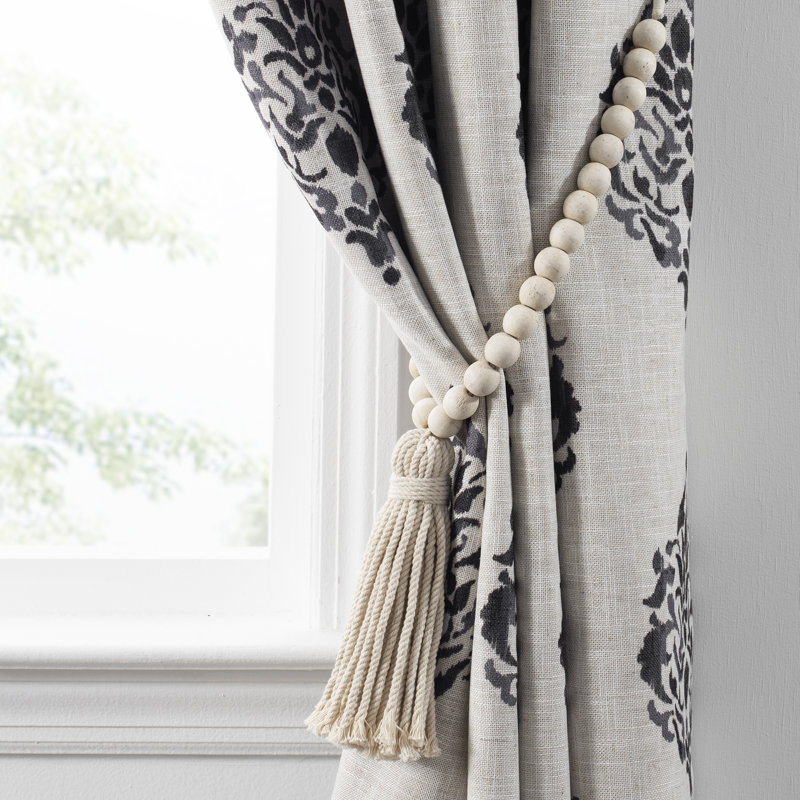 Beauman Wood Adjustable Curtain Tieback, White Wash